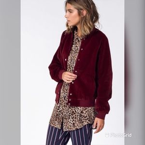 Wildfang x Lucca L Ultimate red velvet bomber coat